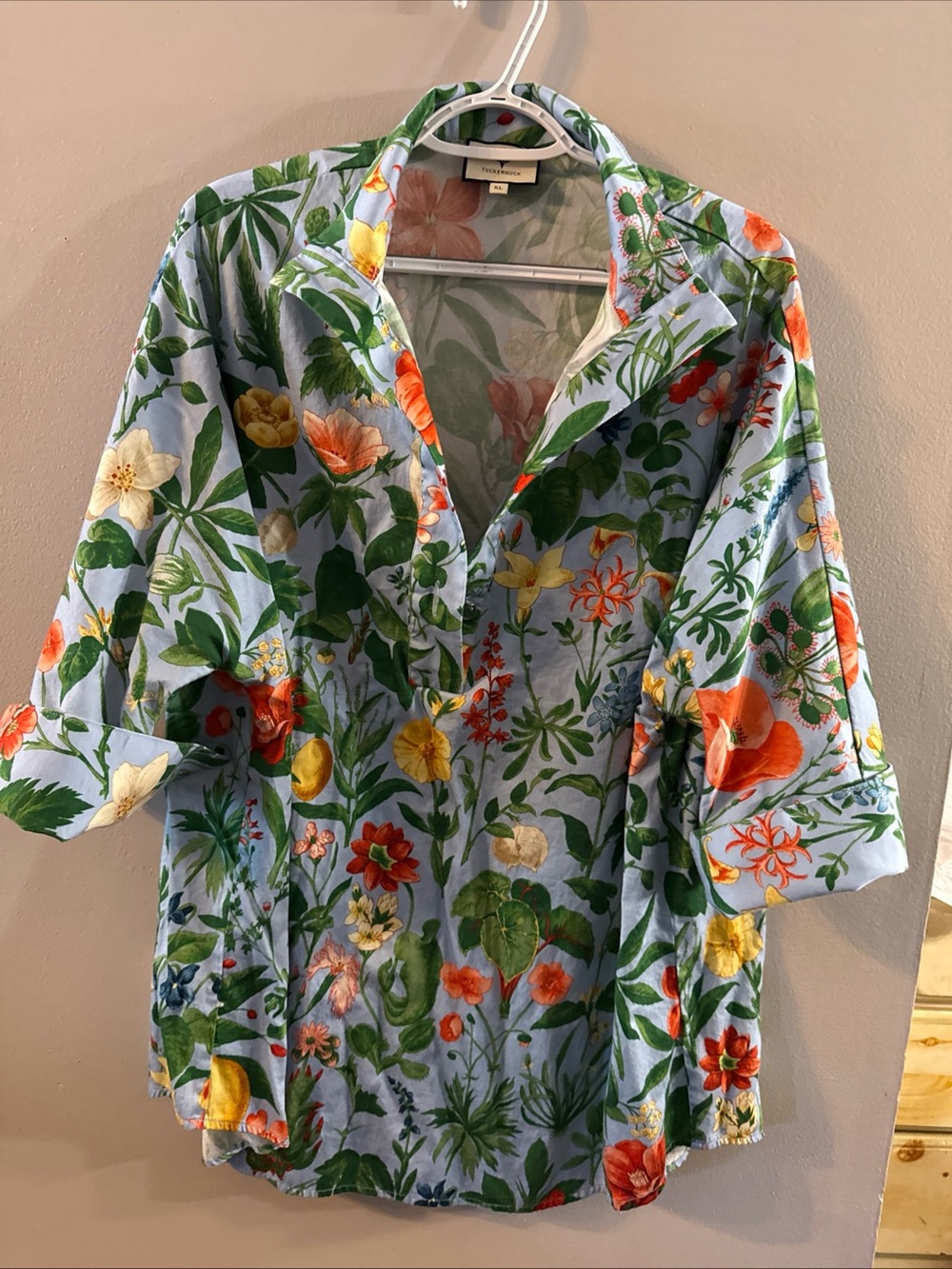 Tuckernuclk Women’s Blouse 3/4 Sleeve Floral XL Casual S26